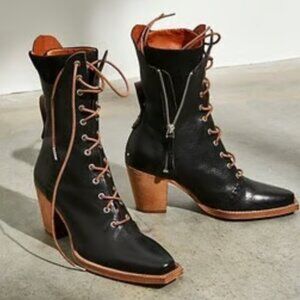 Free People x We The Free Canyon Lace Up Boot in Black Size 39 RARE